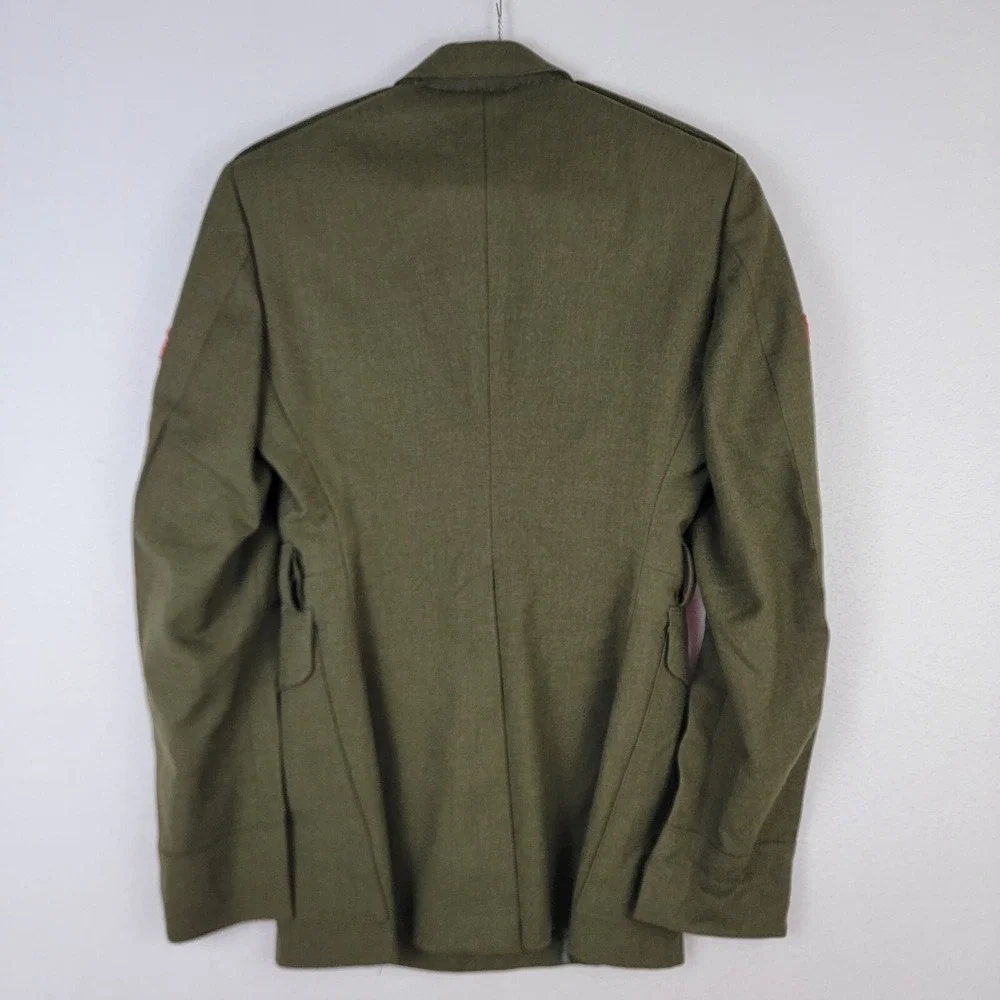 Vtg Marine Corps USMC Military Dress Coat Mens 35R Green Pockets Wool Button